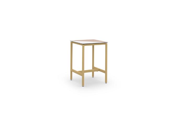 MNPS211 DiManaMana POST Duo Bar Table 75 x 75 cm, Tumeric, Alpes White, White Oak