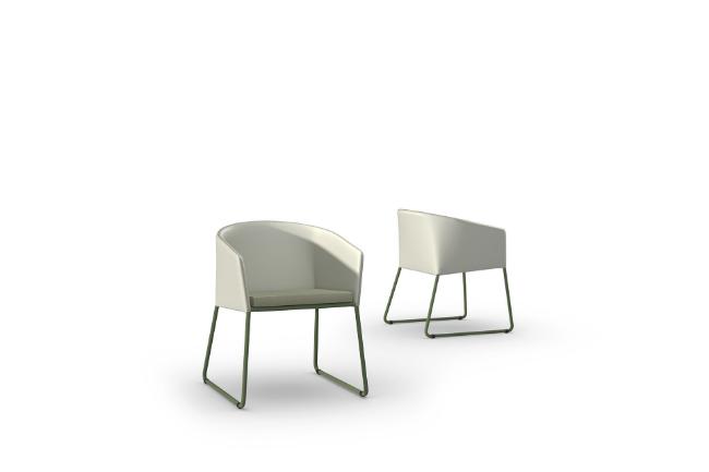 MNSL003 DiManaMana SHELL Dining Chair Stampskin, Bamboo, White - Natural Stiching, Heritage Leaf