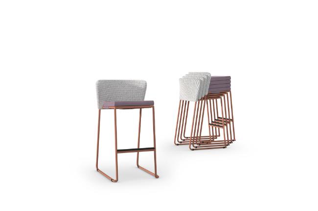 MNSL010 DiManaMana SHELL Stackable Bar Chair Small Braid, Blush, New White, Coral Dust